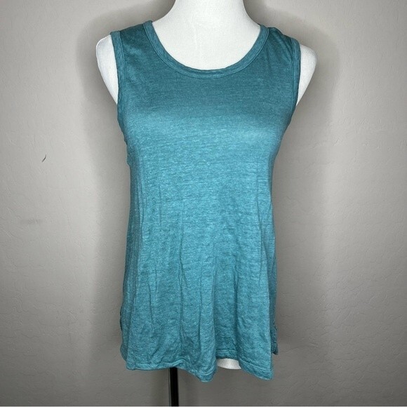 Cynthia Rowley teal/Blue Linen Tank Top - Picture 2 of 6